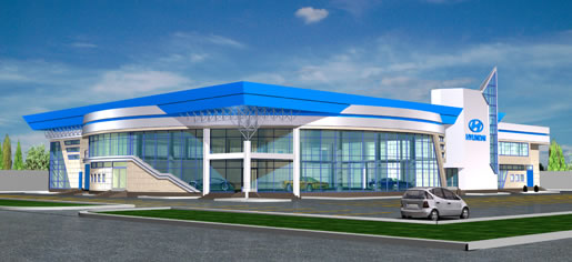 Проект автоцентра Hyundai в г. Бишкек - архитектурная студия «Карвен Проект».